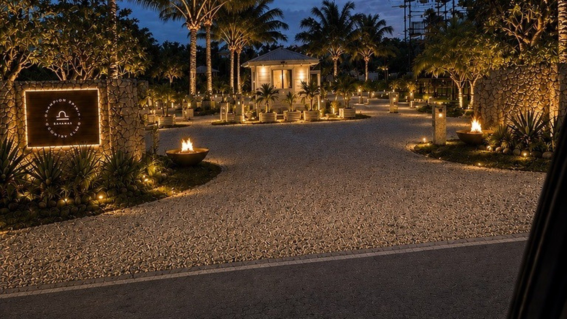 The estate at night