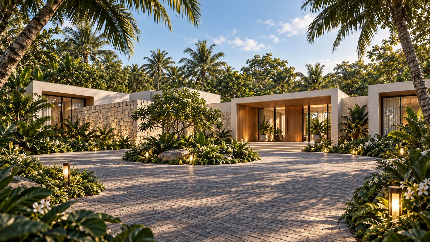 Type D residence, entrance court and turning circle